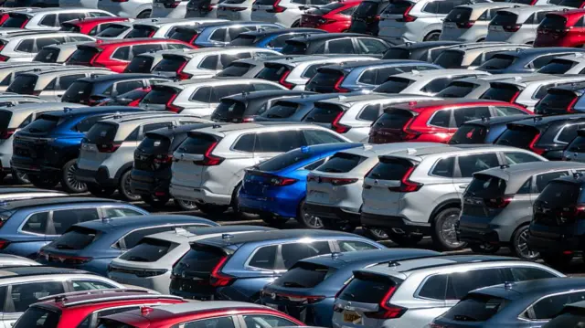 Cars parked up at dealership
