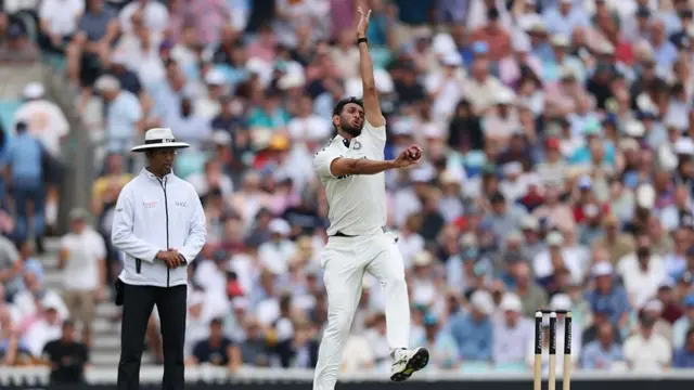 Krishna bowls v England at the Oval