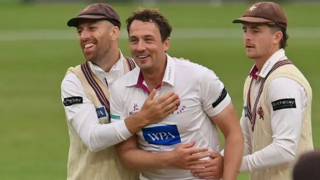 Josh Davey celebrates wicket