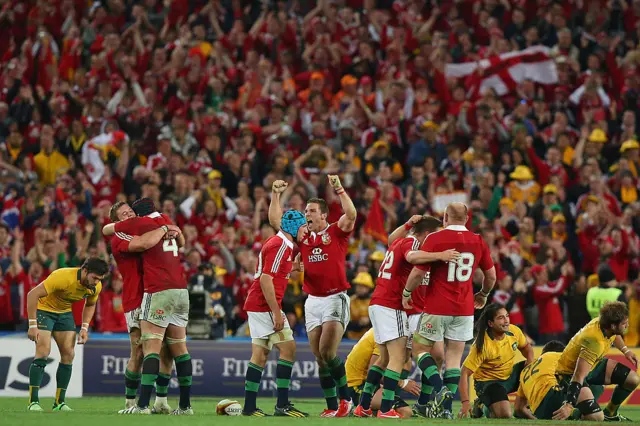 George North celebrates