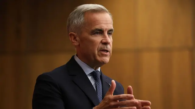 Close up shot of Mark Carney speaking