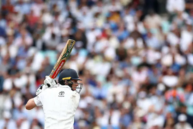 England's Zak Crawley looks on during day two of the fifth Test cricket match between England and India at The Oval in London