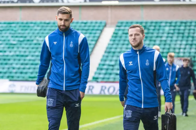 Robbie Deas and Bruce Anderson arrive at Easter Road