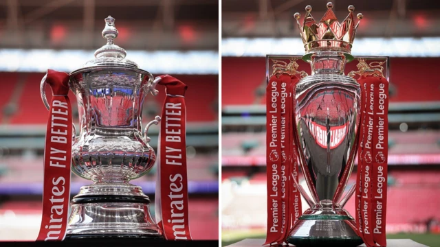 The FA Cup and the Premier League trophy