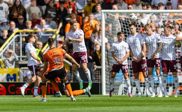 Dundee United's Ivan Dolcek scores a free kick to make it 1-1