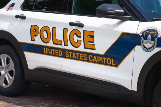 United States Capitol police car is seen in Washington D.C