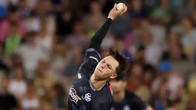Sonny Baker bowling for Manchester Originals