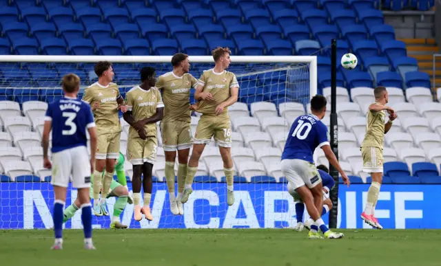 Rubin Colwill scores a free-kick