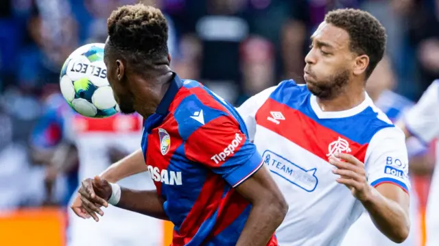 Cyriel Dessers of Rangers against Plzen