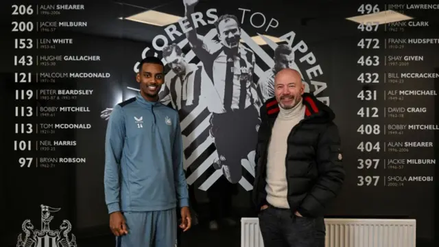 Alexander Isak meets Newcastle United Legend Alan Shearer