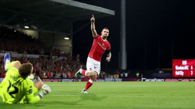 Wrexham celebrate winning penalty shootout