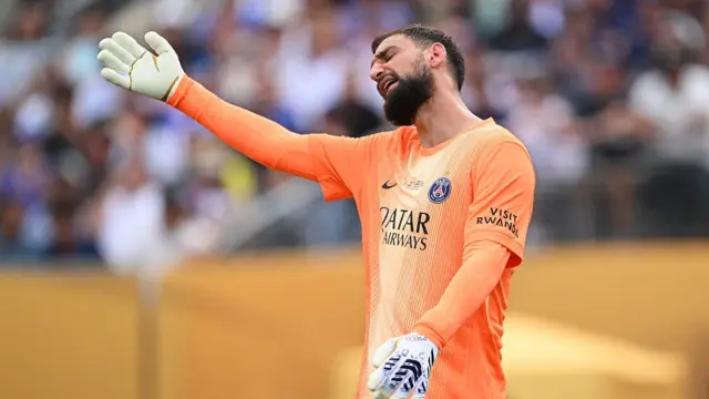 Gianluigi Donnarumma #1 of Paris Saint-Germain reacts during the FIFA Club World Cup 2025 Final match between Chelsea FC and Paris Saint-Germain