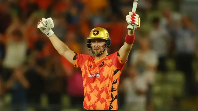 Liam Livingstone celebrates his half-century