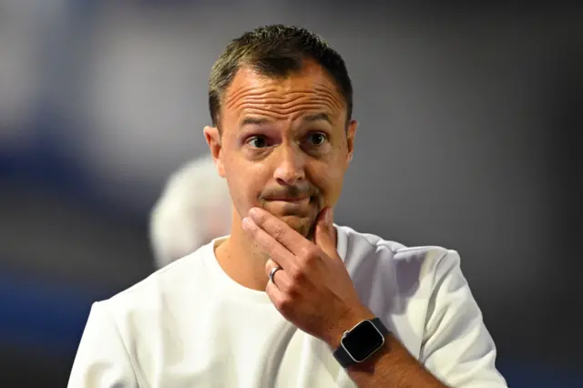 Chris Davies, Manager of Birmingham City, looks on during the Carabao Cup first round match between Birmingham City and Sheffield United at St Andrew’s at Knighthead Park