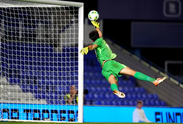 Birmingham City goalkeeper James Beadle concedes their side's first goal of the game to Sheffield United's Gustavo Hamer (not pictured)
