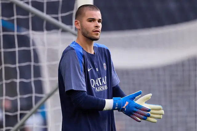 PSG goalkeeper Lucas Chevalier in training
