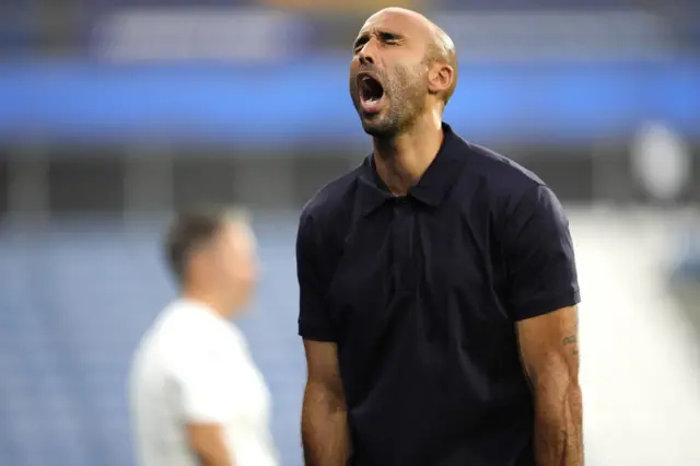 Huddersfield Town manager Lee Grant reacts on the touchline