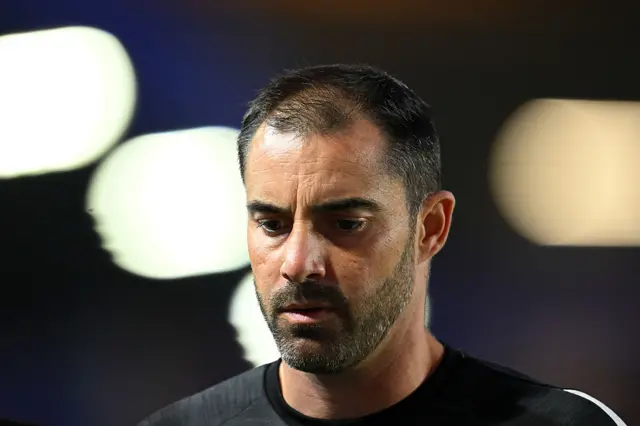 Ruben Selles, Manager of Sheffield United, looks on during the Carabao Cup first round match between Birmingham City and Sheffield United at St Andrew’s at Knighthead Park
