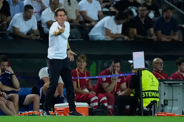Frank directs Tottenham from the touchline