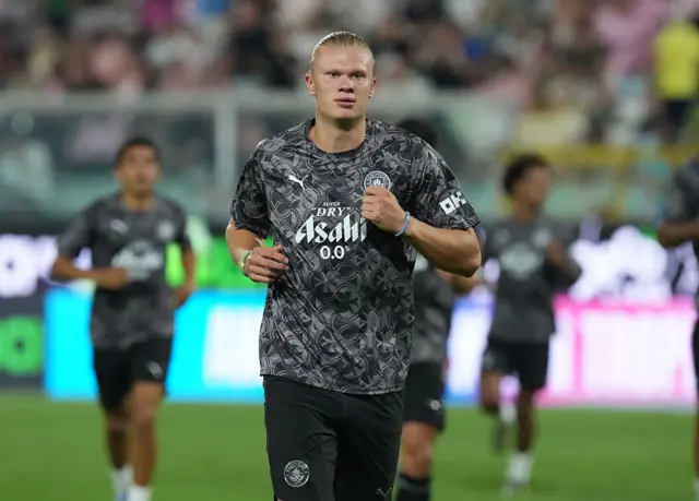 Erling Haaland of Manchester City plays during the friendly match