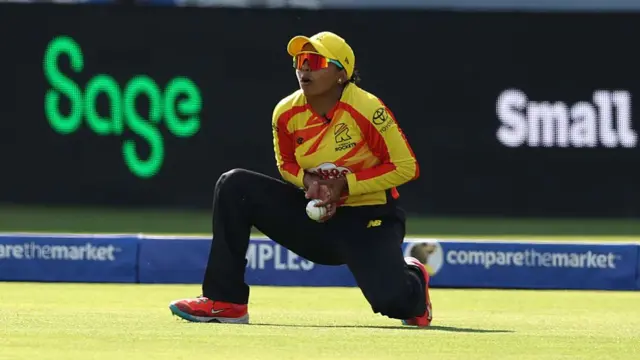 Alana King drops a catch vs London Spirit at Lords