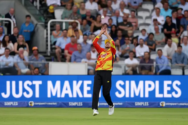 Joe Root of Trent Rockets takes the catch to dismiss Jamie Smith