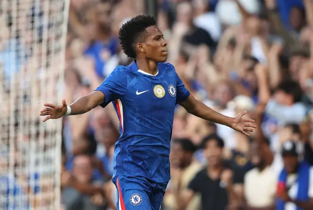 Estevao of Chelsea goal celebration after scoring a goal to put Chelsea 1-0 ahead