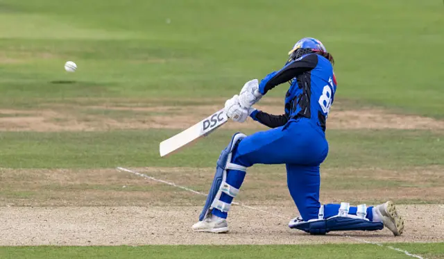 Charli Knott of London Spirit hits the ball