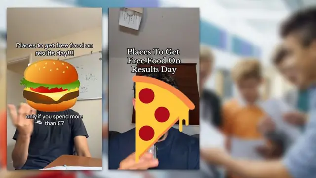 A graphic showing people advertising free food deals online