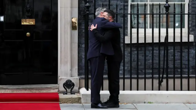 Starmer hugs Zelensky outside No 10