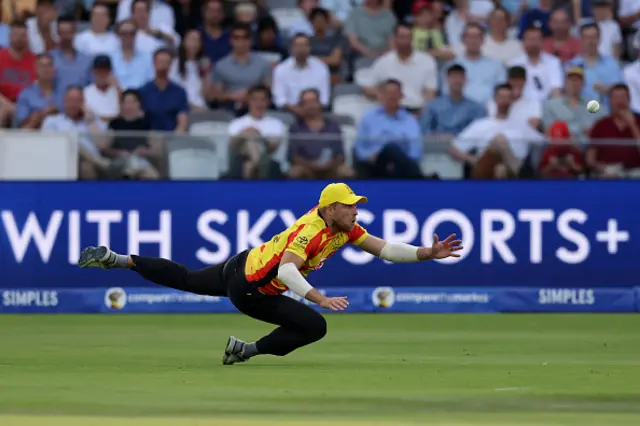 David Willey of Trent Rockets attempts to catch Kane Williamson of London Spirit