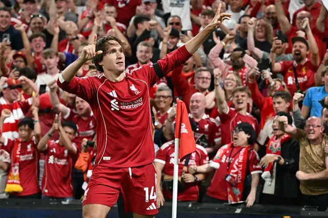 Chiesa points to the sky after scoring