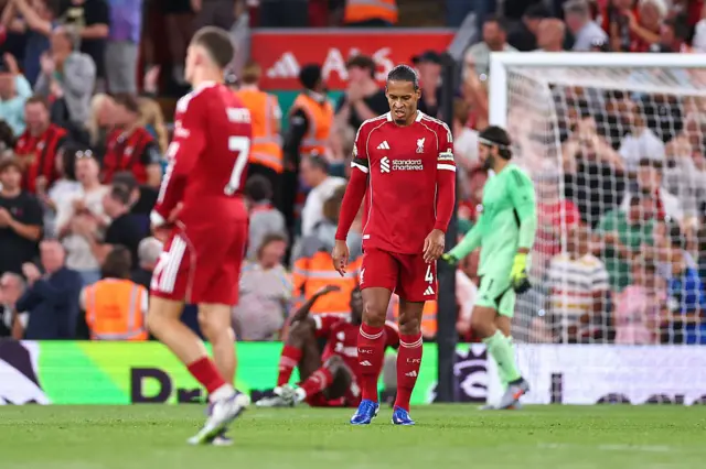 Van Dijk reacts to Bournemouth's equaliser