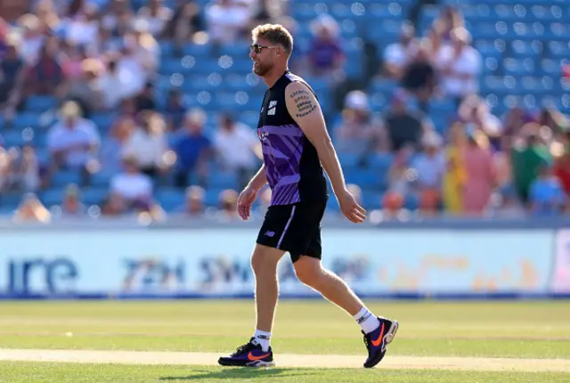Andrew Flintoff, Head Coach of Northern Superchargers, looks on