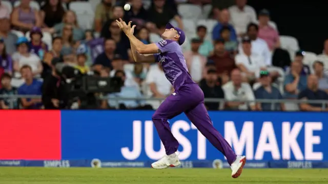 Matthew Potts takes a catch, and the wicket of Will Smeed.