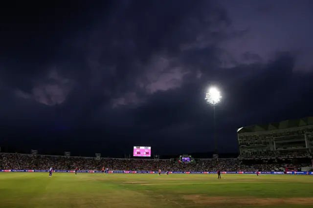 A general view of play under floodlights