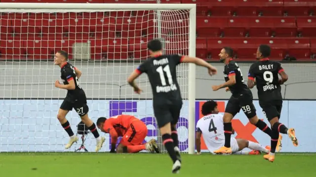 Florian Wirtz celebrates his goal against Nice in 2020