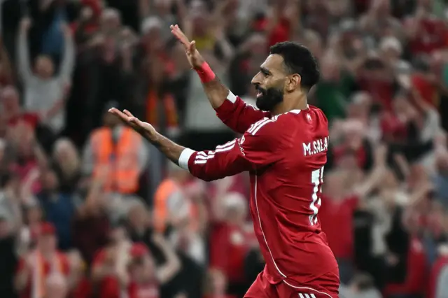 Mohamed Salah celebrates his goal