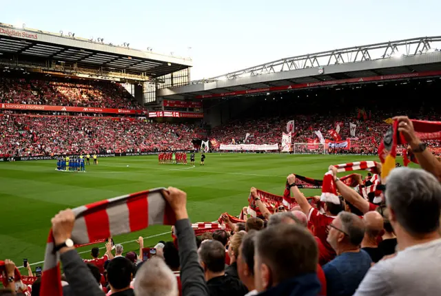 Anfield holds a minute's silence for Diogo Jota and his brother