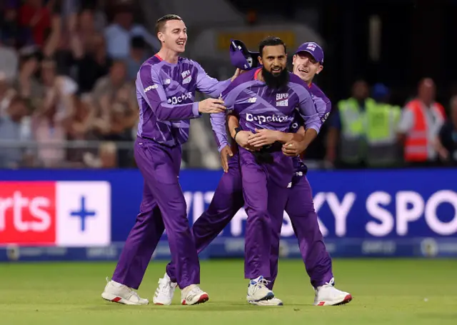 Adil Rashid of Northern Superchargers celebrates
