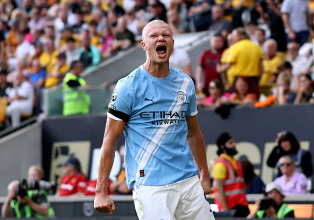 Erling Haaland of Manchester City celebrates