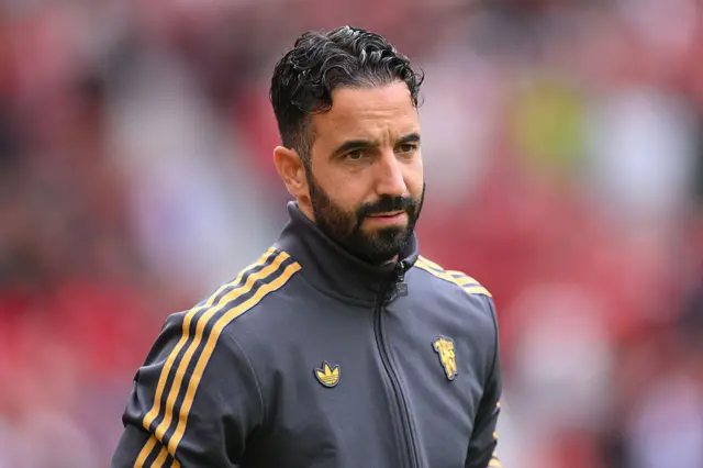 Amorim stands on the Old Trafford touchline
