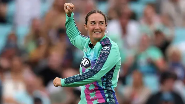 Alice Capsey of Oval Invincibles celebrates