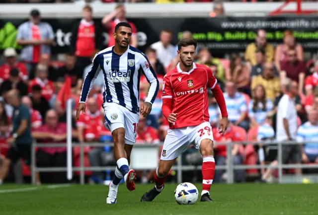 West Bromwich Albion's Karlan Grant (left) and Wrexham's Ryan Barnett