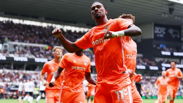 Haji Wright of Coventry City celebrates scoring a goal from the penalty spot