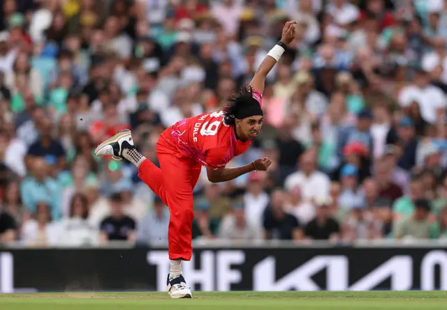 Ajeet Singh Dale of Welsh Fire bowls