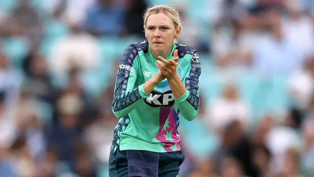 Sophia Smale of Oval Invincibles applauds
