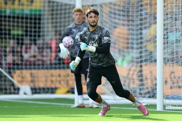 James Trafford of Manchester City warms up