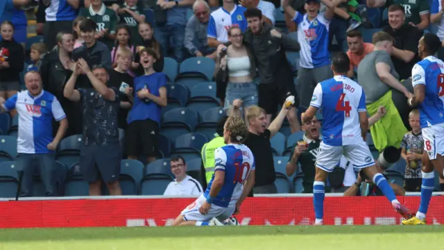 Blackburn celebrate Todd Cantwell's goal
