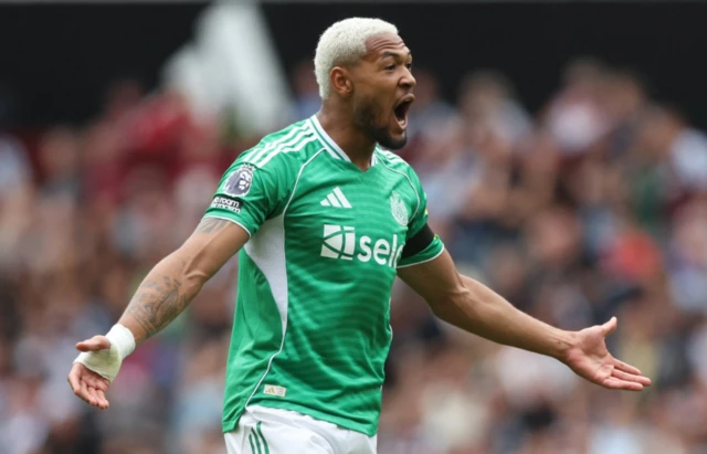 Newcastle United's Joelinton reacts
